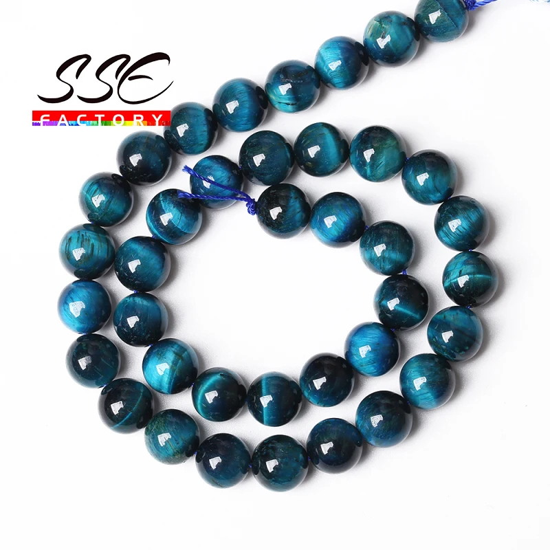 5A Quality Natural Stone Blue Tiger Eye Beads Round Loose Beads 6 8 10 12mm For Jewelry Making DIY Charm Bracelet 15