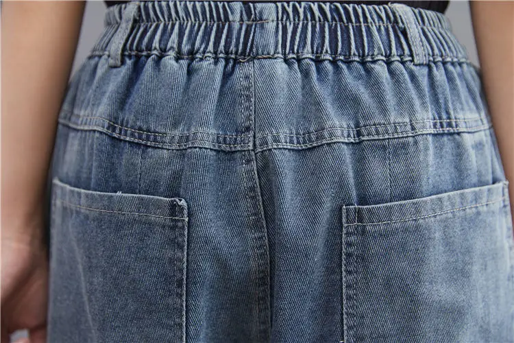 Amax luluE 2025 Spring Elastic Designer Vintage Denim Trousers European Style Women Loose Casual Harem Pants Punk Street Jeans
