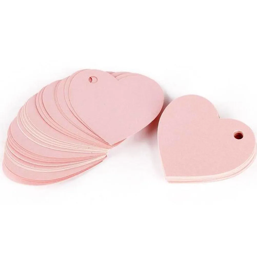 50Pcs 하트 모양의 종이 태그 파티 선물용 미리 펀칭된 DIY 선물 라벨 휴일 장식 웨딩 수제 공예 용품