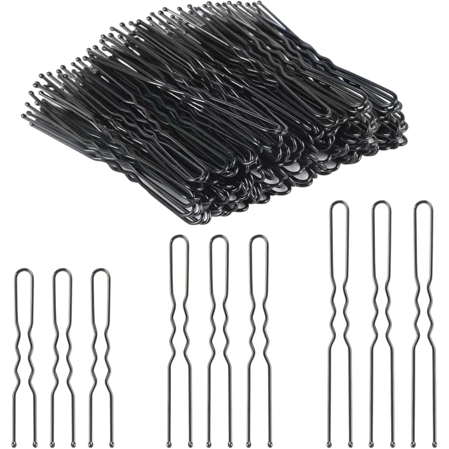 50PCS U Shaped Hair Pins Black Wave Bobby Pin Hair Bobby Pins for All Types Accessories for Women Lady Girls 5/6/7CM