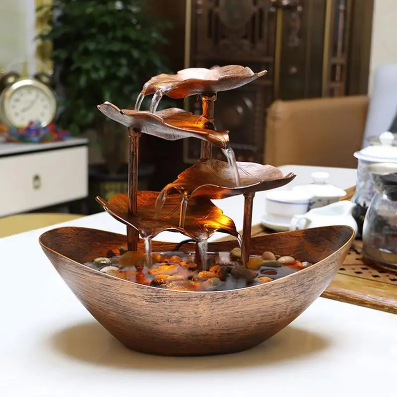 Fontana Da Tavolo Fontana A Cascata Per Decorazioni Per Interni Acqua Sopra La Vela Pompa Elettrica A Foglia Di Loto Lenitivo Calmante E Rilassante
