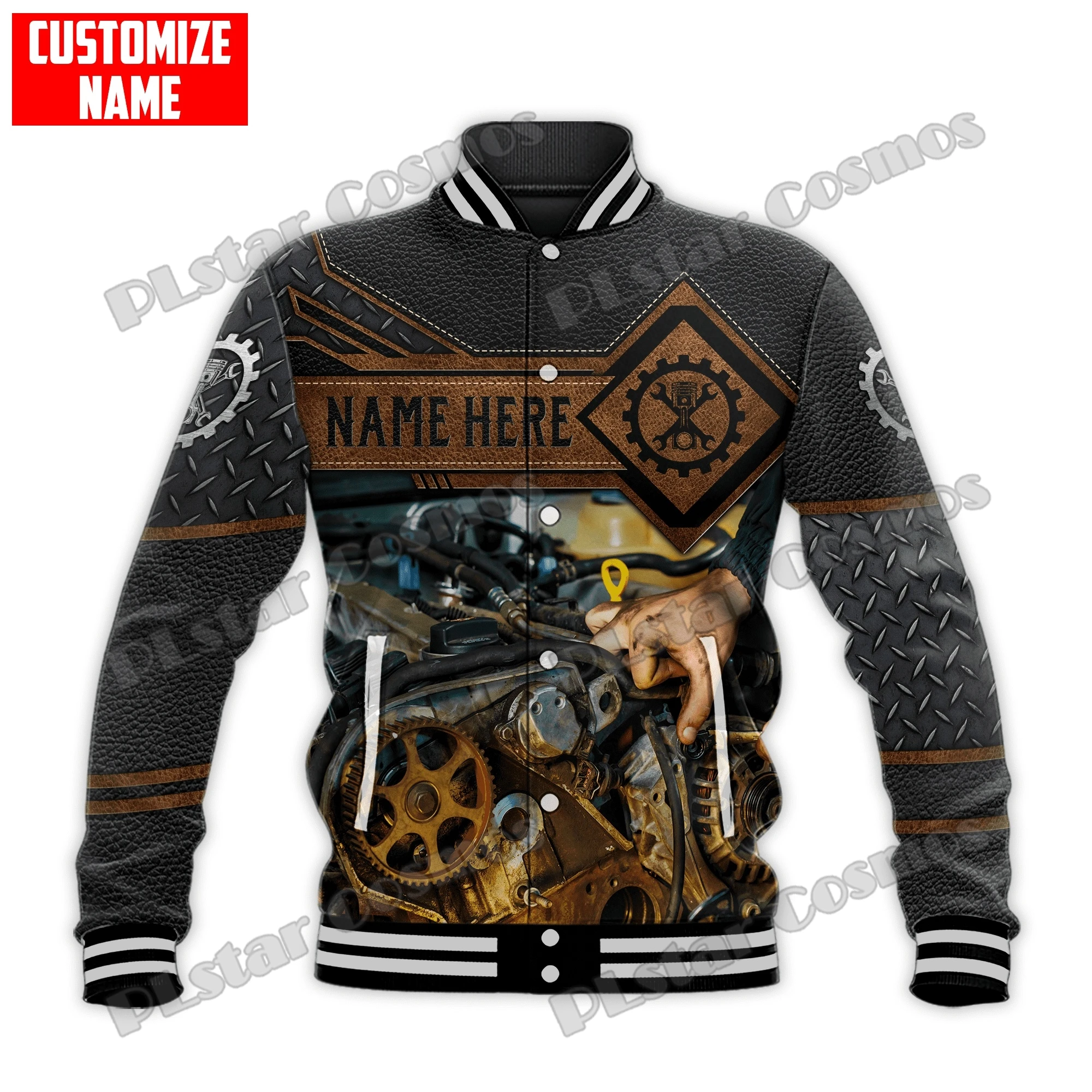 Angepasst Name Mechaniker Muster 3D Gedruckt Mode männer Baseball Varsity Jacke Unisex Casual Winter Baseball Jacke BQF06 – Detail 13