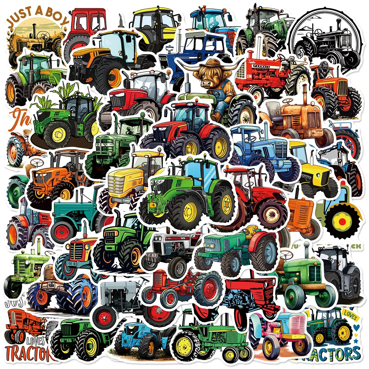 Tractor Humor Stickers 50/100 Pcs Cartoon Farm Tractor HD Colorful Stickers DIY for Phone Case ...