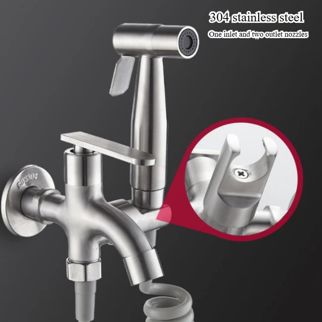 304 สแตนเลสซับสระว่ายน้ําหนึ่งในสองออกก๊อกน้ําปืนสเปรย์อเนกประสงค์, เครื่องซักผ้าอเนกประสงค์ก๊อกน้ําเย็นเดียว 1