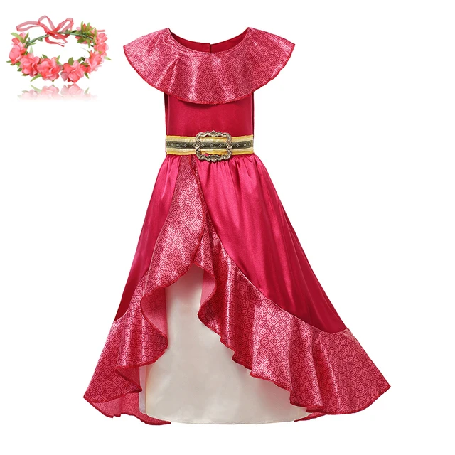 thumbnail image 1 of Disfraz de Princesa Elena de Avalor para niña, ropa de juego de rol de Anime de Disney, traje de Cosplay de Carnaval de Halloween, vestido largo con volantes rojos para niño, 1 of 5