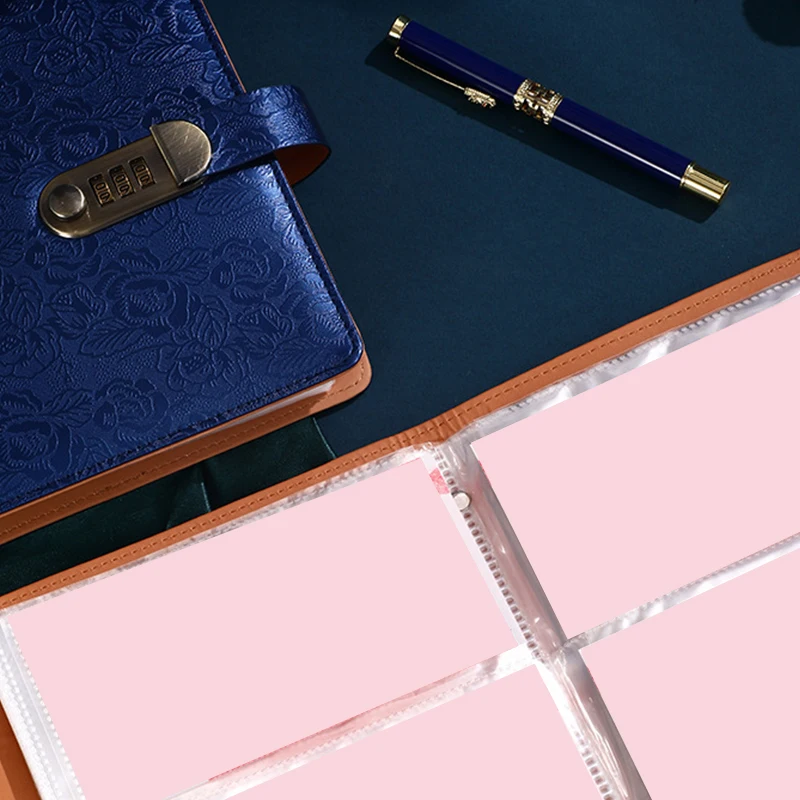 Reusable Money Savings Challenge Binder Flexible Savings Challenges Book Leather Waterproof Cash Budget Password Notebook