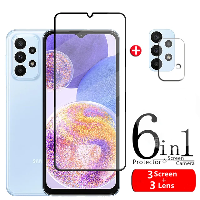 6-in-1 For Samsung A23 5G Glass For Samsung A23 Glass 9H Full Glue Cover Screen Protector For Samsung Galaxy A 23 A23 Lens Glass