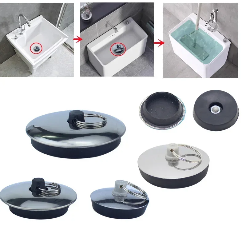 

1pcs Universal Rubber Sink Plug Drain Stopper With Ring Kitchen Sink Strainer Mop pool Sink Floor Drain Plug Bathroom Fixture