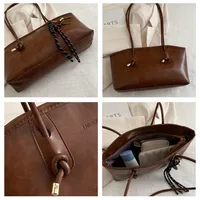 Trend PU Leather Work Shoulder Bag Large Capacity Simple Female Crossbody Bag Solid Color Commuting Bag Women Female