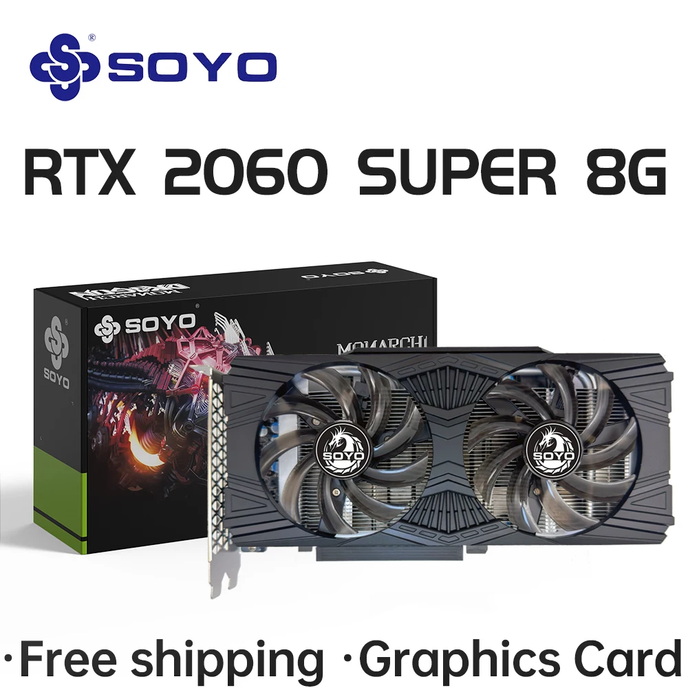 SOYO NVIDIA GeForce RTX2060 SUPER 8G Graphics Cards GDDR6 Video Memory HDMI DP PCIE3.0x16 Gaming Video Card for Desktop PC