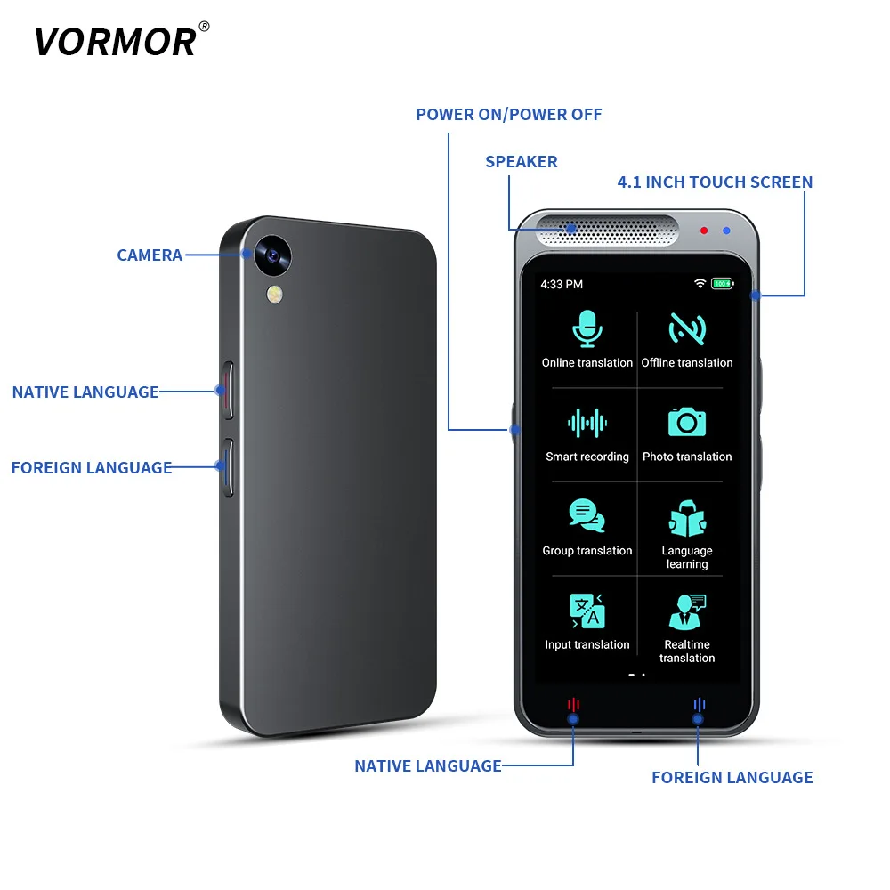 Z6 Language Translator Device 138 Languages Intelligent Translator Real-time Voice Recording Text Translation Device