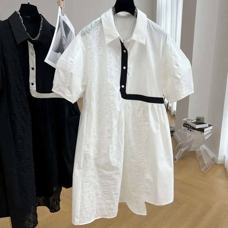 

2023 Design Sense Polo Dress Women's Summer Irregular Shirt Skirt Contrast Dress vestidos sexy dress