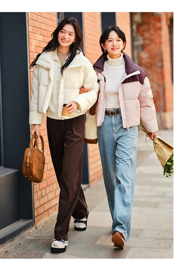 Down Jacket Women Waterproof Loose Simple New Winter Stand-Up Collar Outerwear Down Jacket