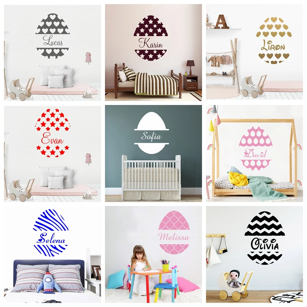

1 pc hot sale easter custom name Wall Sticker Self Adhesive Vinyl Waterproof Wall Art Decal For Home Decor Living Room Bedroom