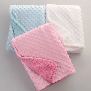 Coperta per neonato in caldo pile termico morbido passeggino copertura per dormire bianco rosa Beanie biancheria da letto infantile Swaddle Wrap telo da bagno per bambini