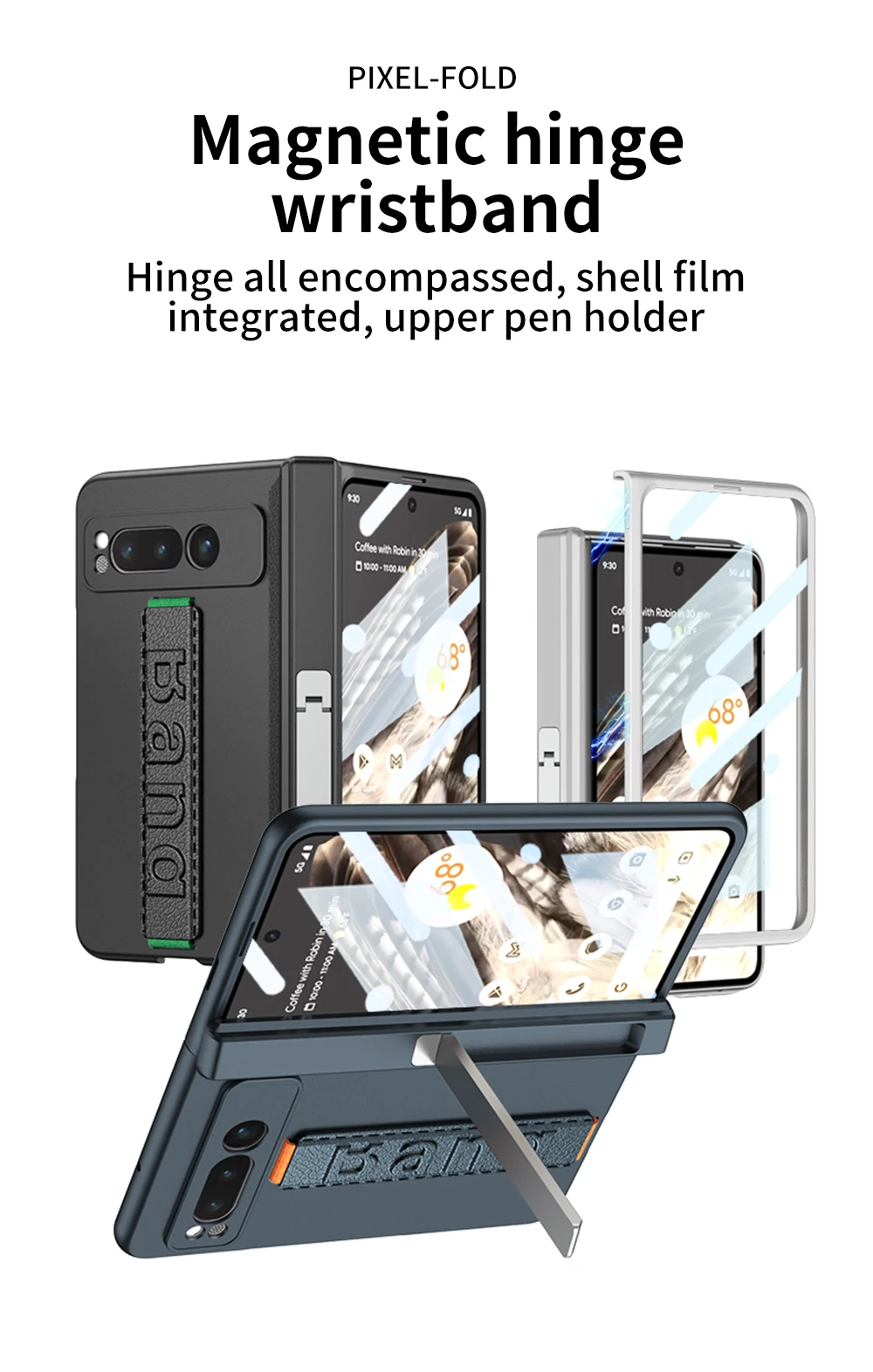 GKK Magnetic Hinge Wrist Strap Case for Google Pixel Fold 1
