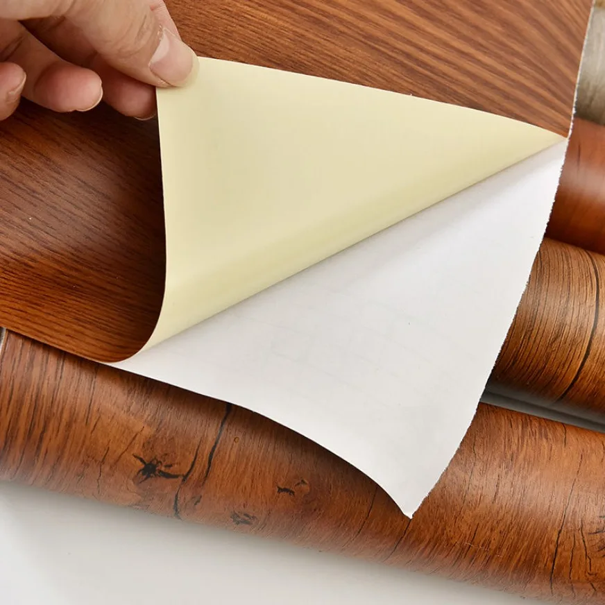 Self adhesive wallpaper peel and stick paper self adhesive liner 90cm Width Wood Grain Stickers Wardrobe Cupboard Table Furniture Waterproof Self Adhesive Wallpaper Home Decor Door Stickers