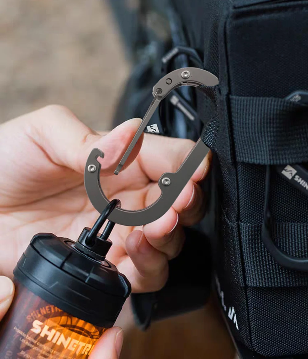 Faltbarer, robuster Haken, großer Karabiner-Clip zum Aufhängen von Rucksacks, Zubehör für Outdoor-Ausrüstung – langlebig, leicht, 20 kg Belastung – Detail 4
