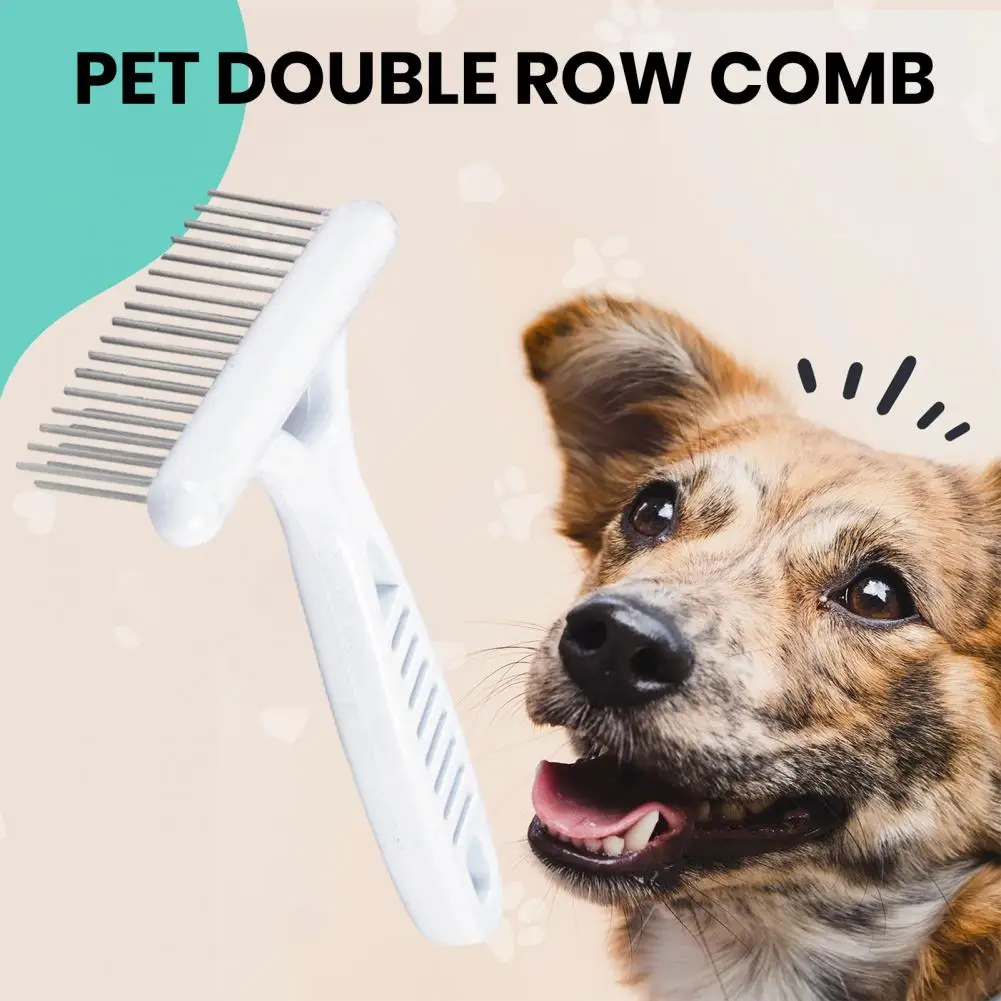 

Dog Grooming Tool Stainless Steel Pet Grooming Rake Brush for Short Long Hair Dog Cat Shedding Brush Tool for Thick Fur Double