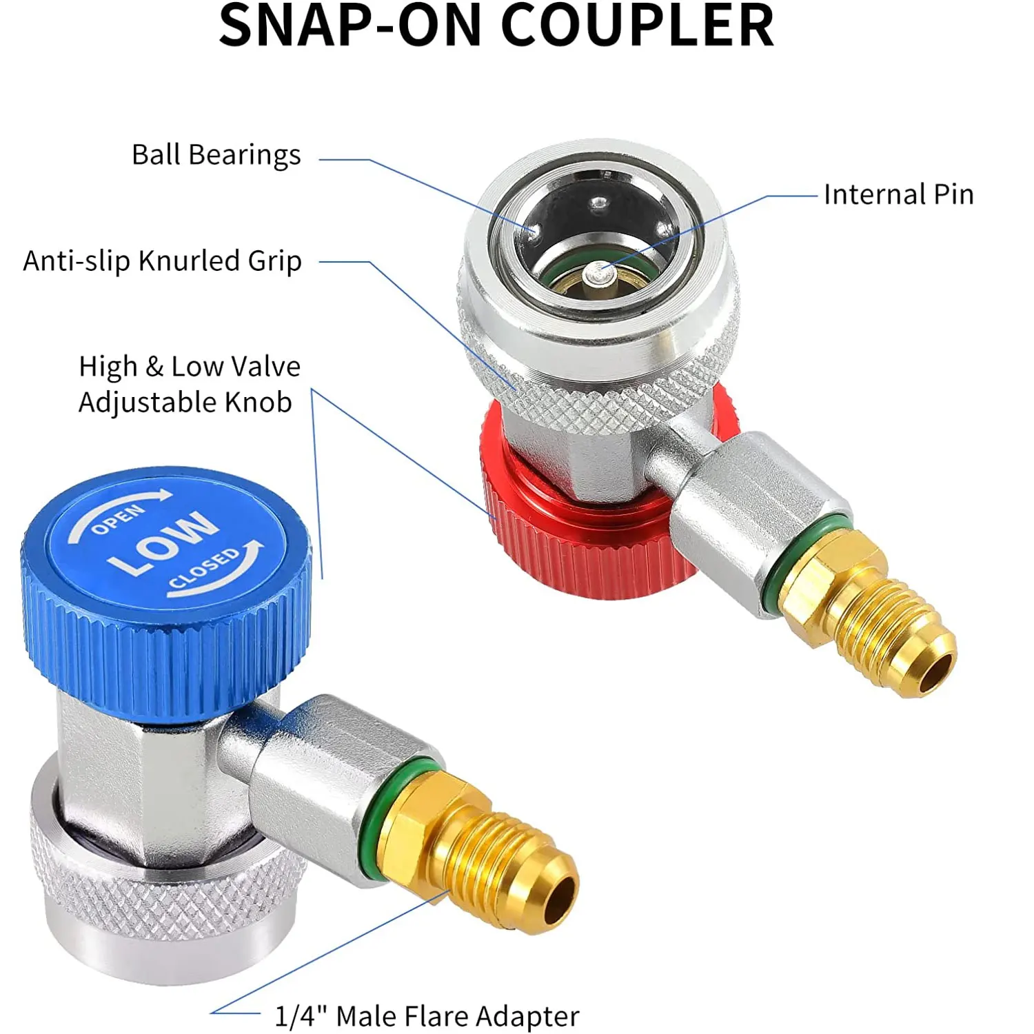 Air Conditioner Coupler R134A H / L Adapters Quick Coupling Air Conditioner Coolant Adjustable Brass Adjustable air conditioning fluoride Quick Coupler