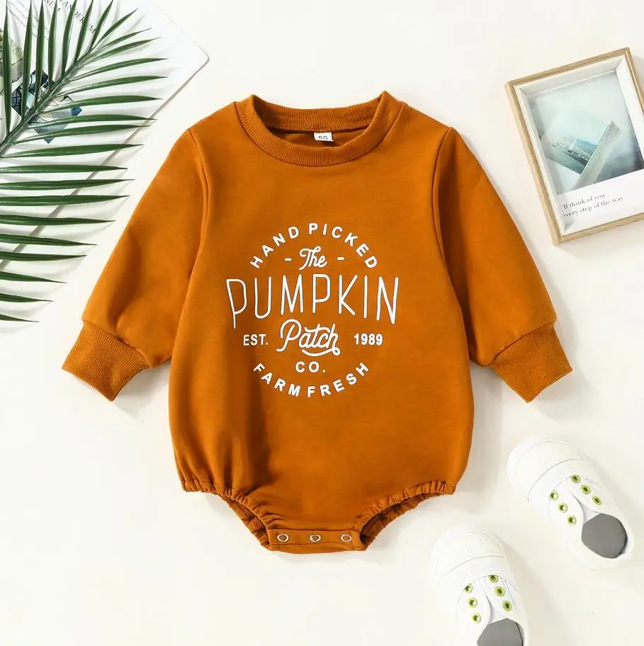 Baby Boy Girl Halloween Outfit Pumpkin Patch Sweatshirt Romper Cute ...