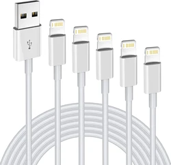 5 Pack USB to Lightning Charging Cables - Super Fast Charge, Data Transfer, Multiple Length Options - 0.9m (5pcs)