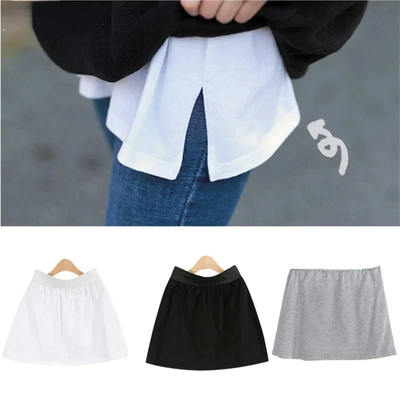 

Women Cotton White Black Fake Shirt Tail Irregular Skirt False Blouse Tail Hem DIY Detachable A-Line Underskirt