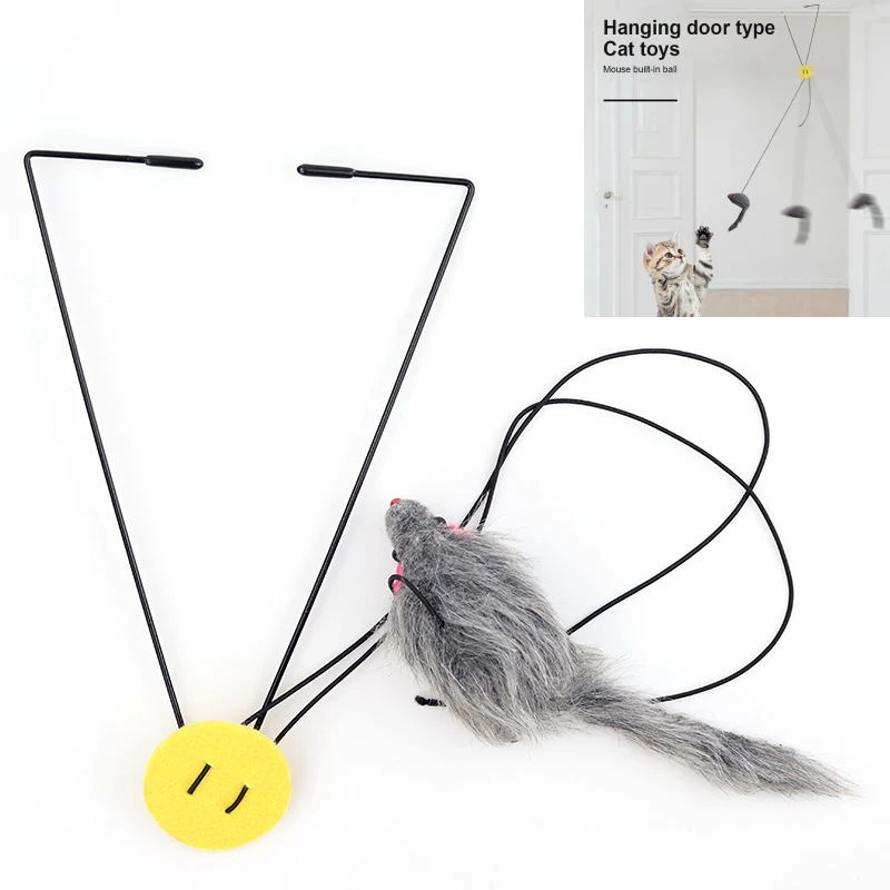 Simulation Mouse Cat Toys Retractable Hanging Door Type Cat Scratch Rope Mouse Funny Self-hey Interactive Mouse Toy Pet Supplies