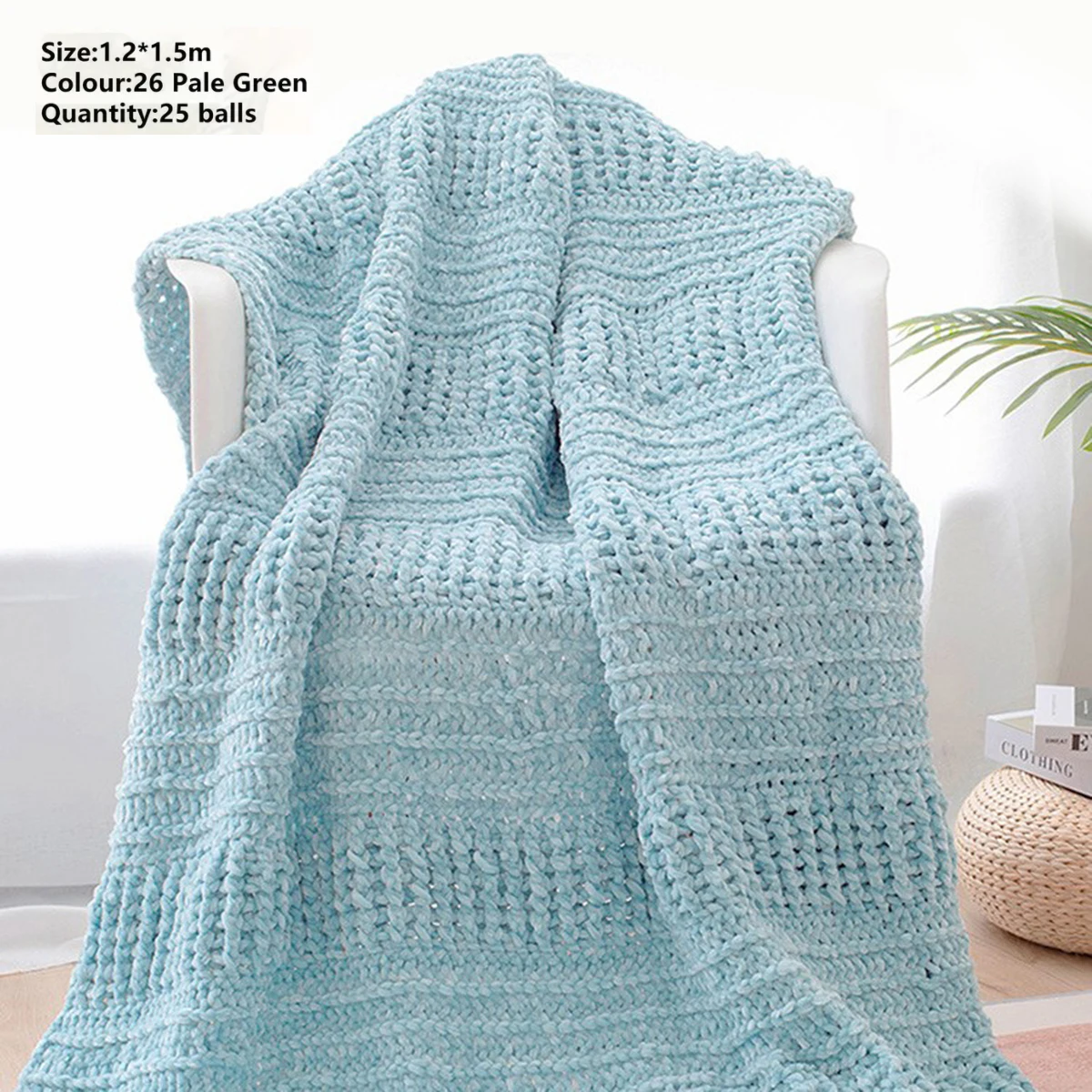 3pcs 100g Super Soft Velvet Yarn Chunky Blanket Yarn Chenille Yarns for Knitting and Crochet 6