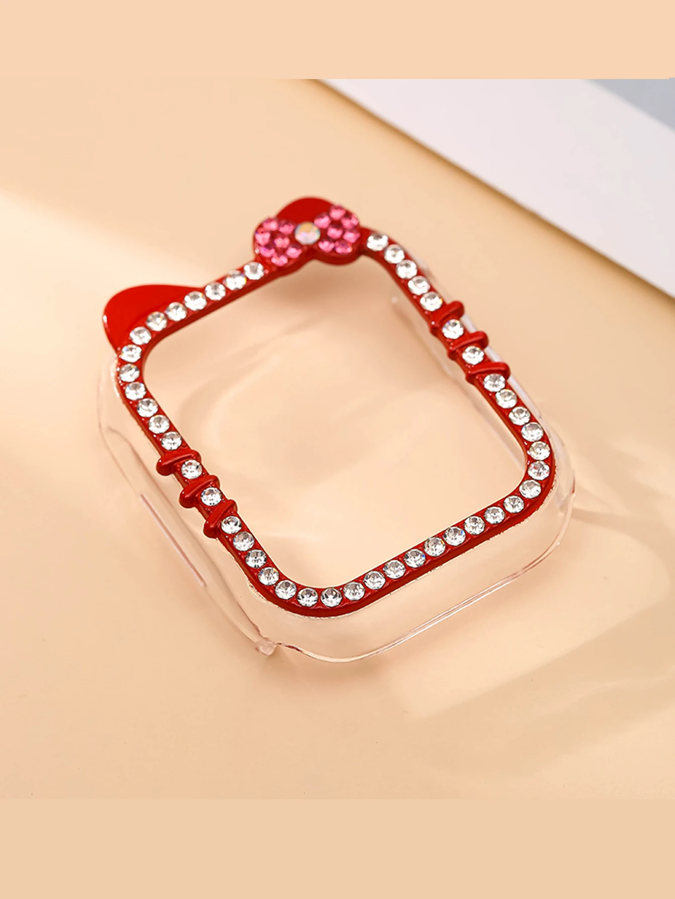 1 حافظة ساعة أبل بنمط قطة كرتونية مع الماس المتلأل...