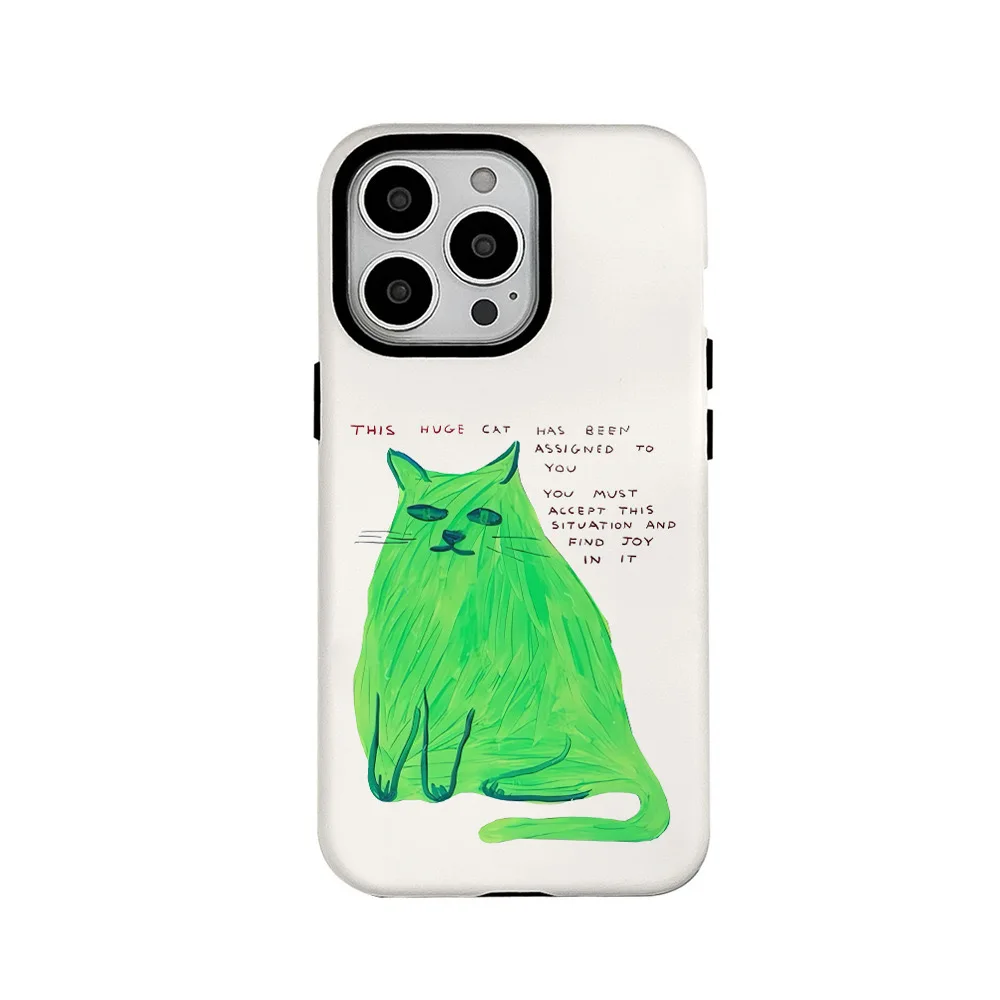 Fluorescent Green Funny Cat 2-in-1 Sturdy Phone Case and Back Cover