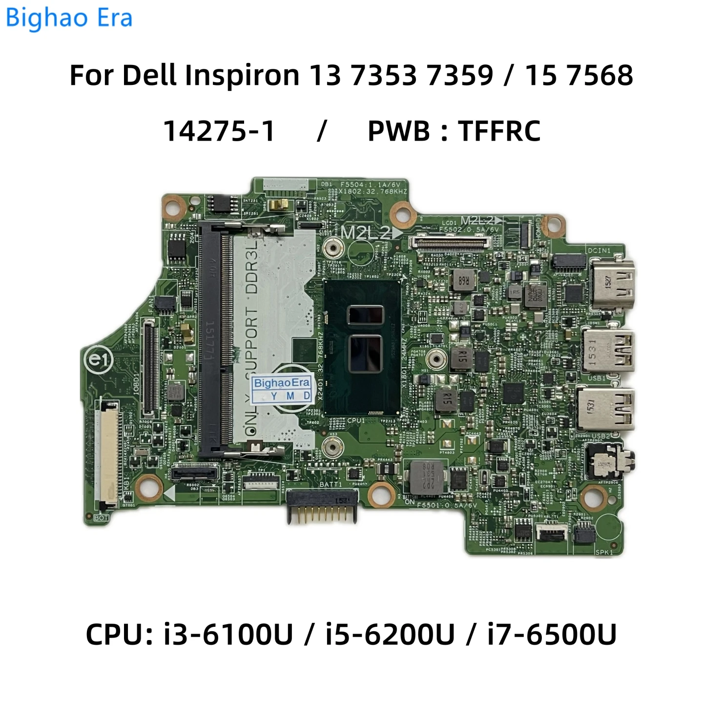 

Материнская плата для ноутбука Dell Inspiron 13 14275 7353 7359 7568 с i3-6100U i7-6500U CPU TFFRC i5-6200U 0KN06J 0H8C9M