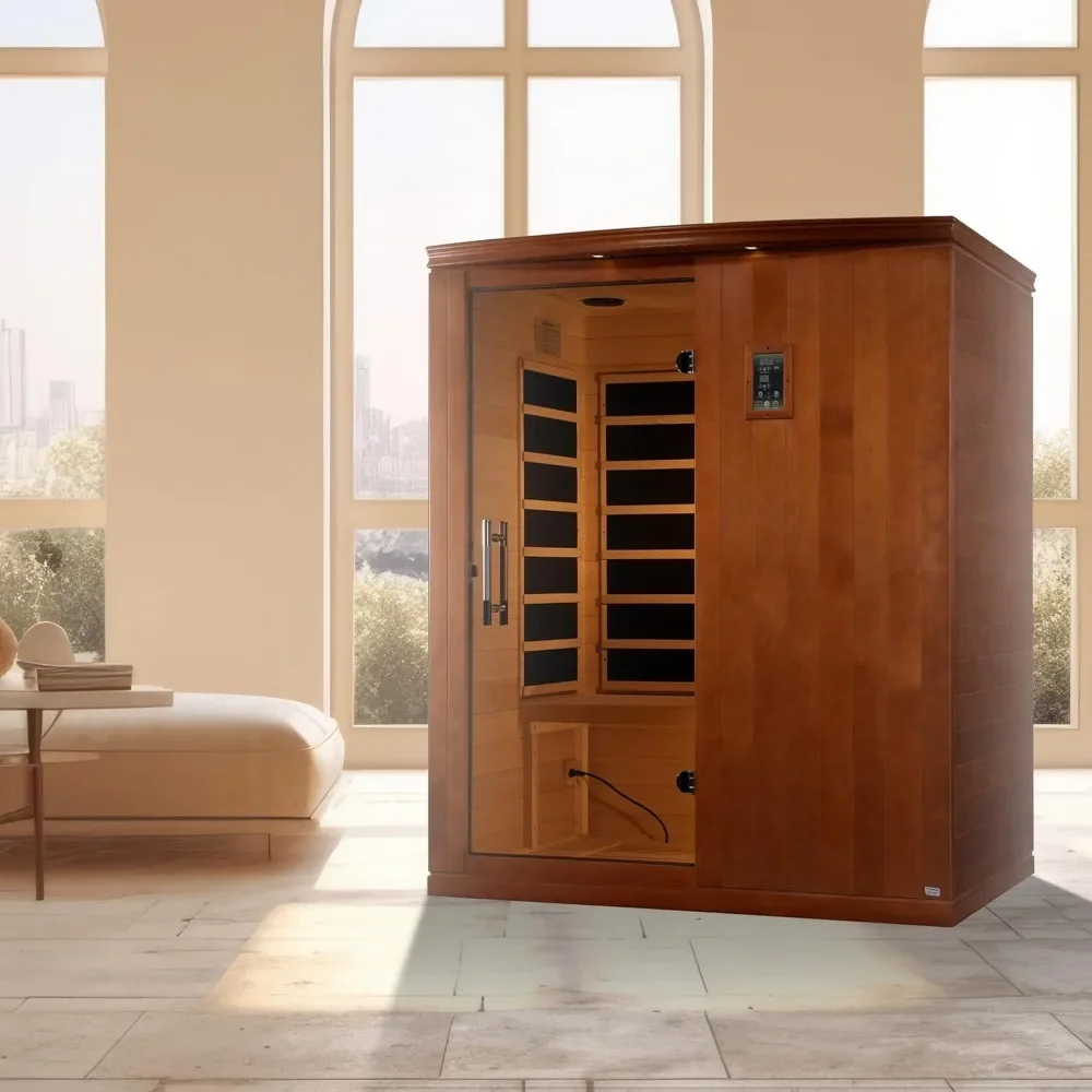 Saunas, 3 Person Capacity Ultra Low EMF Infrared Therapy Home Sauna Box with Bluetooth, Roof Vent, and LED Control Panel 4