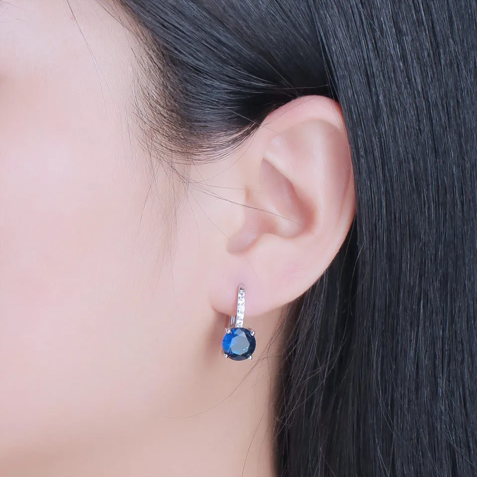 TBCYD Blue Sapphire Topaz Gemstone Drop Earrings For Women Luxury S925 Silver High Carbon Diamond Ear Clips Ear Buckle Jewelry