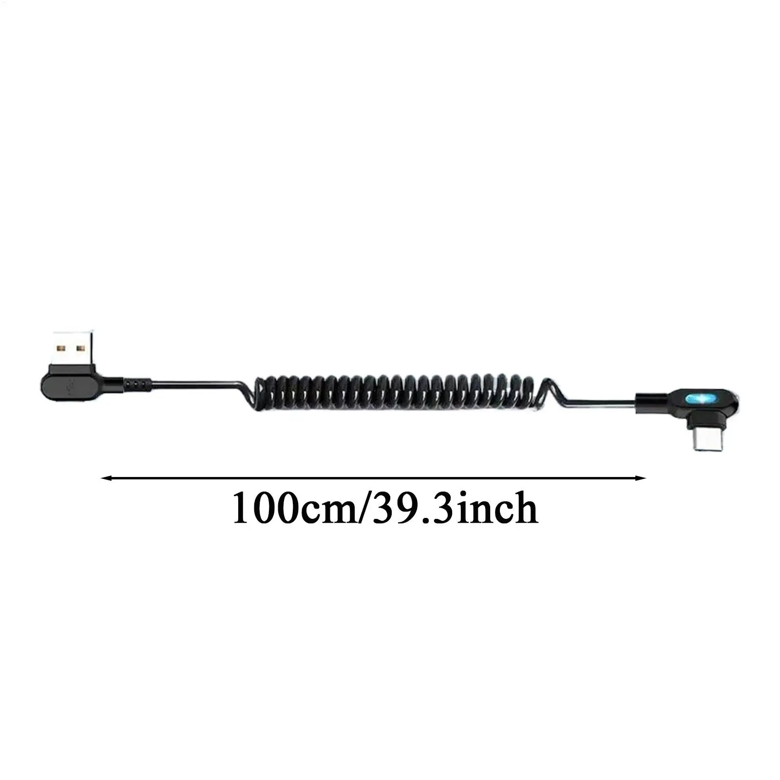 Type C Charge Cable Highly Elastic Luminous Coiled Retractable Type C Cord For Trailer RV Truck Automotive Sedan Pickup Men