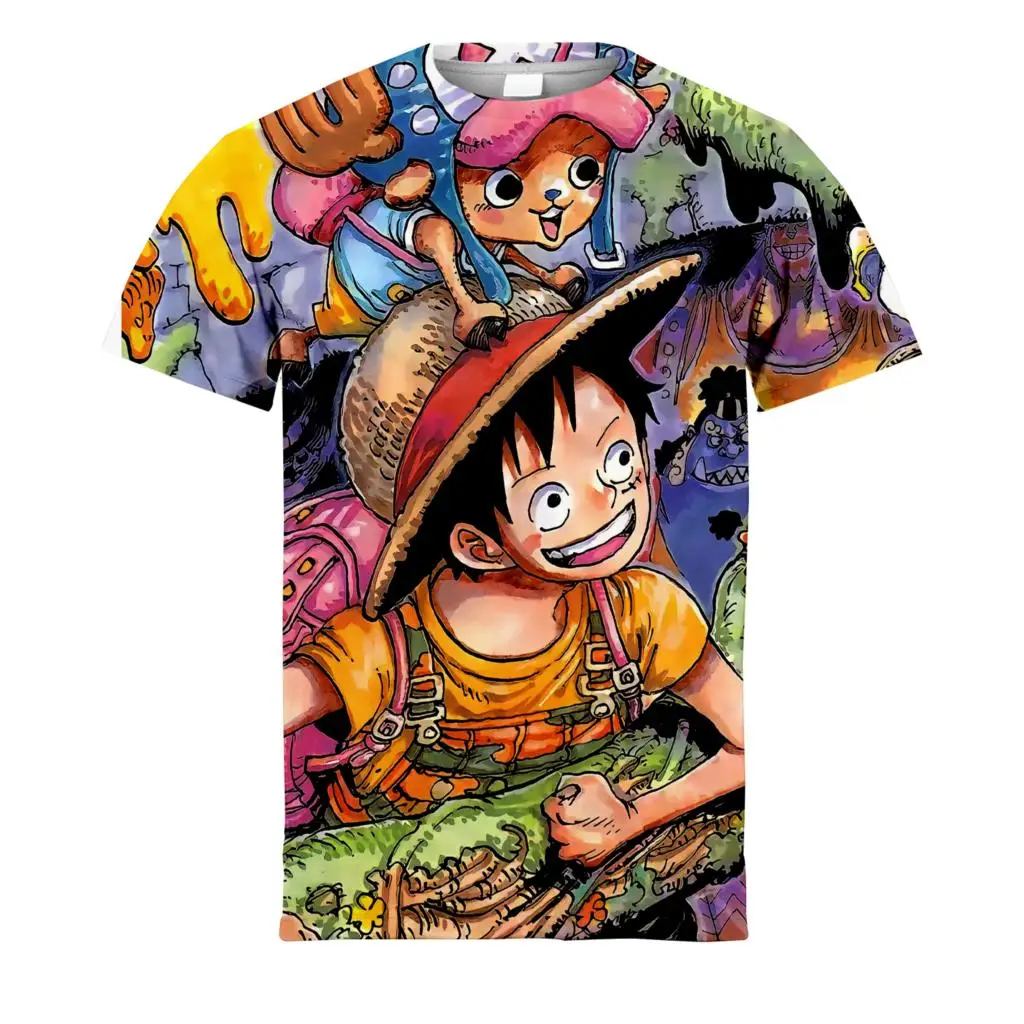 

One Piece Animation T-Shirt Short Sleeve 2023 Summer 3d Digital Personality Printing Trend T-Shirt Men And Women The Same Shirt