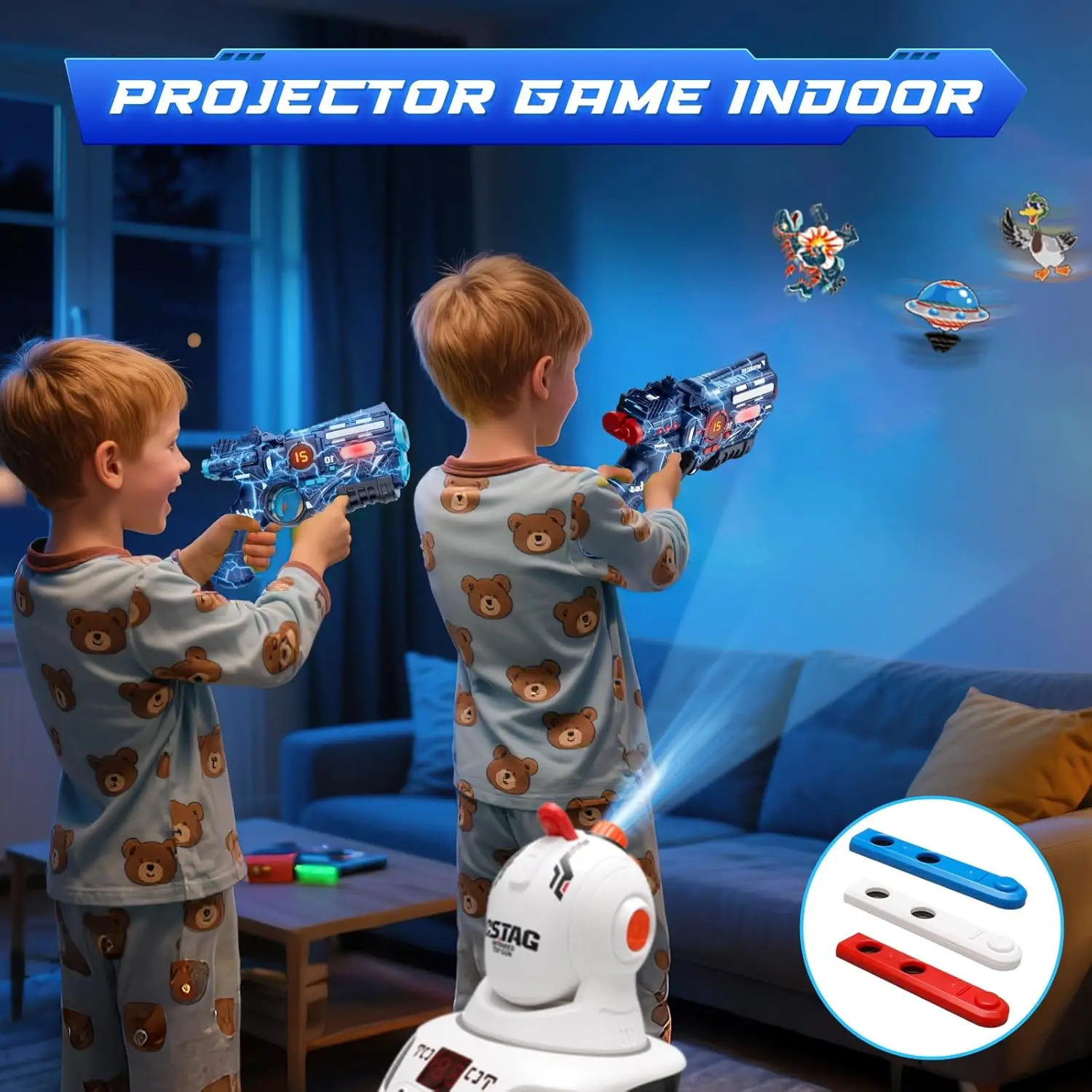 CSTAG Projector Eend UFO Jacht Schietspel Kindercadeau Speelgoed voor Jongens Laser Tag Infrarood Mini Pistool Gevechtsspel Binnen_voghion.com