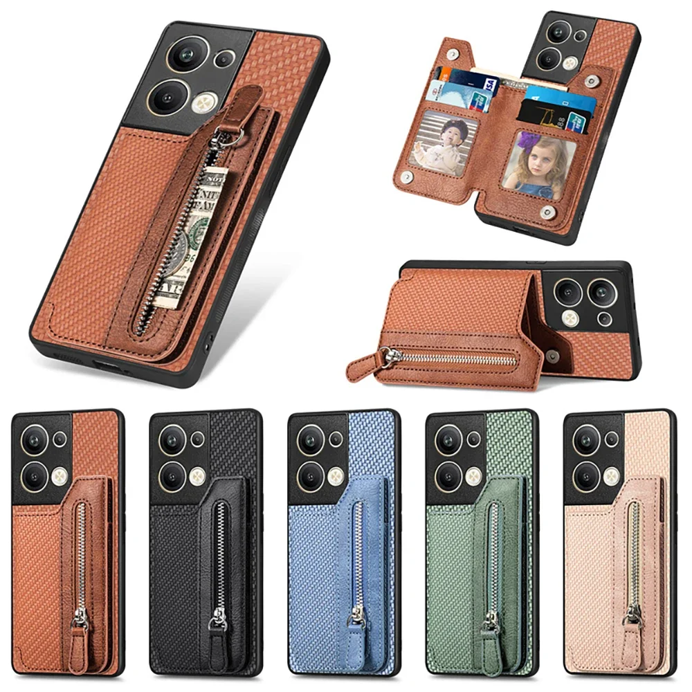 

For Reno 10 9 Pro Plus 5G Luxury Case Zipper Wallet Leather Back Cover For OPPO Reno8 T Case Reno7 Z 8Z 8 Lite 6Z 5Z 5F Funda