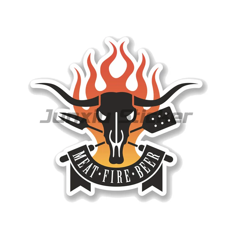 Interesting BBQ Meat Fire Beer  PVC Motorcycle Car Sticker Racing Laptop Helmet Trunk Vinyl Waterproof Decal
