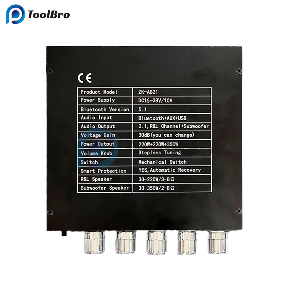 Amplificatore Bluetooth 2.1 Canali TPA3255 - 220W+220W+350W, Con Input AUX, USB E SD Card - Foto 12