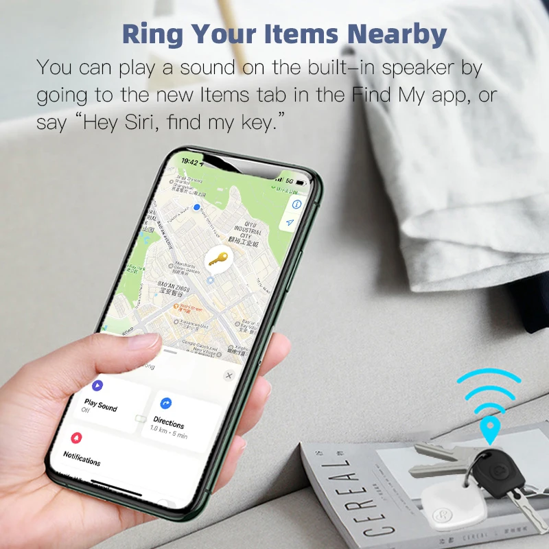 Smart Bluetooth GPS Tracker Work with Apple Find My APP ITag Anti Lost Reminder Device MFI Rated Locator Car Key Pet Kids Finder