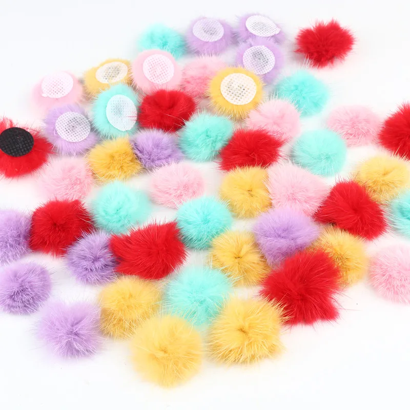 2.5 Cm Colorful Plush Ball Crafts Fox Pompoms Fluffy Keychain Hairpin DIY Supplies