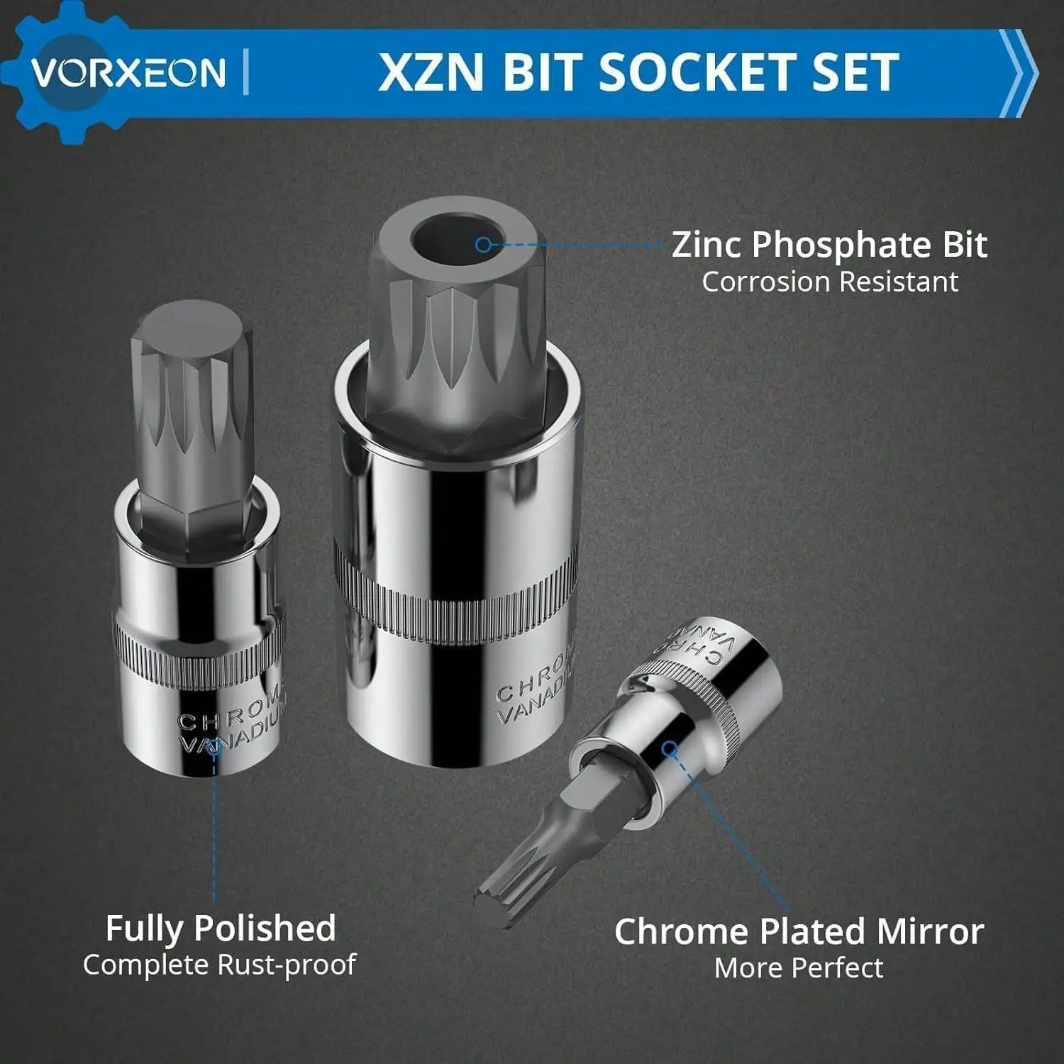 XZN Triple Square Spline Bit Socket Set Image 3