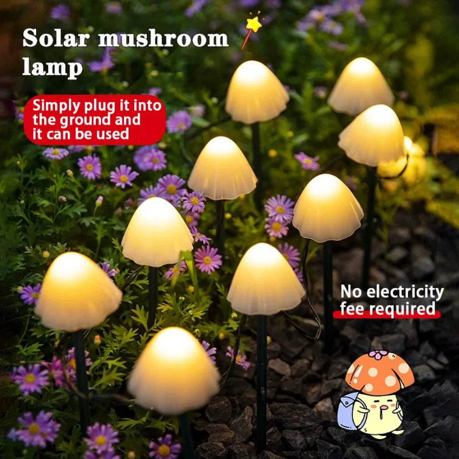 LED Solar Light String Outdoor Waterproof Mushroom Lawn Light Garden Courtyard Terrace Trail Landscape Decoration Lighting 3