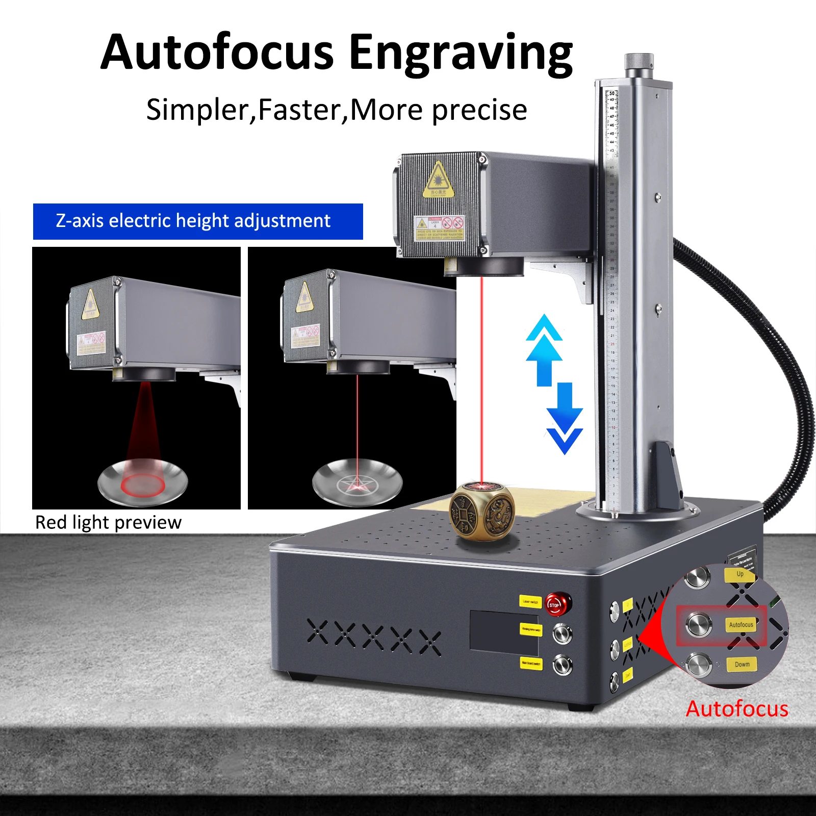 Desktop 300W Autofokus JPT MOPA M7 Faserlaser-Schneid- und Graviermaschine für Alle Metalle Schmuckbearbeitung Lightburn 6000mm/s Luftkühlung – Detail 3