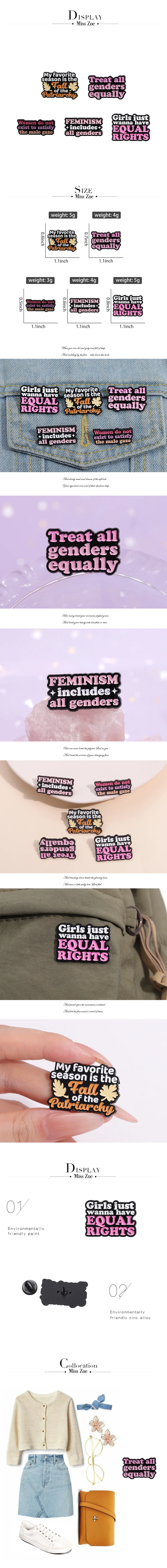 Weibliche Kraft Emaille Pins benutzer definierte behandeln alle Geschlechter gleicher maßen Broschen Revers Abzeichen Feminismus Schmuck Geschenk für Freunde – Detail 1