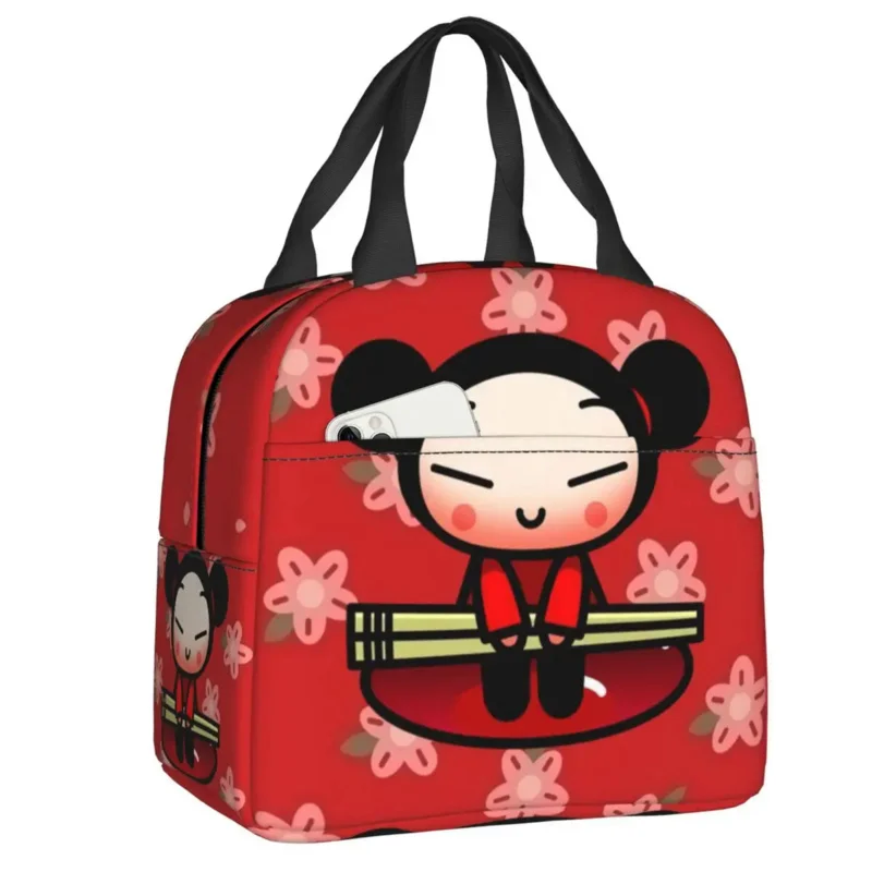 

Cartoon Anime Pucca Resuable Lunch Boxes Women Leakproof Cooler Thermal Food Insulated Lunch Bag School Children Student