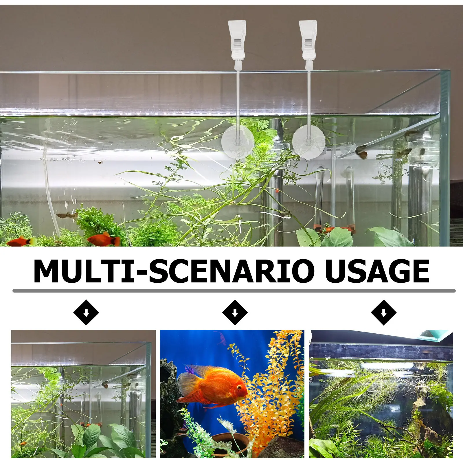 3Pcs 수족관 흡입 컵 클립 헤비 듀티 PVC Ps 와이드 입구 식물 식품 홀더 조정 가능한 360도 회전 물고기 탱크