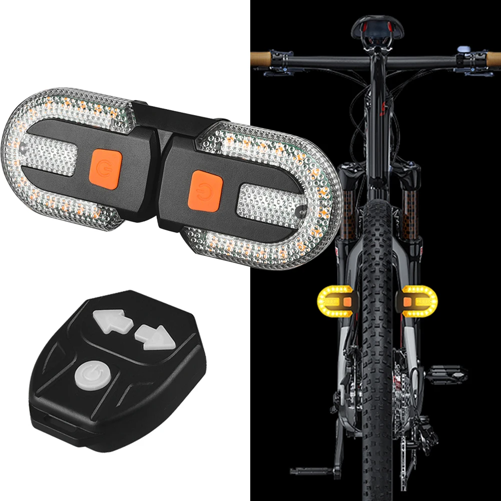 Bicycle Turn Signal Light Wireless Remote Control Bike Tail Light USB Rechargeable Warning Cycling Light for Night Riding