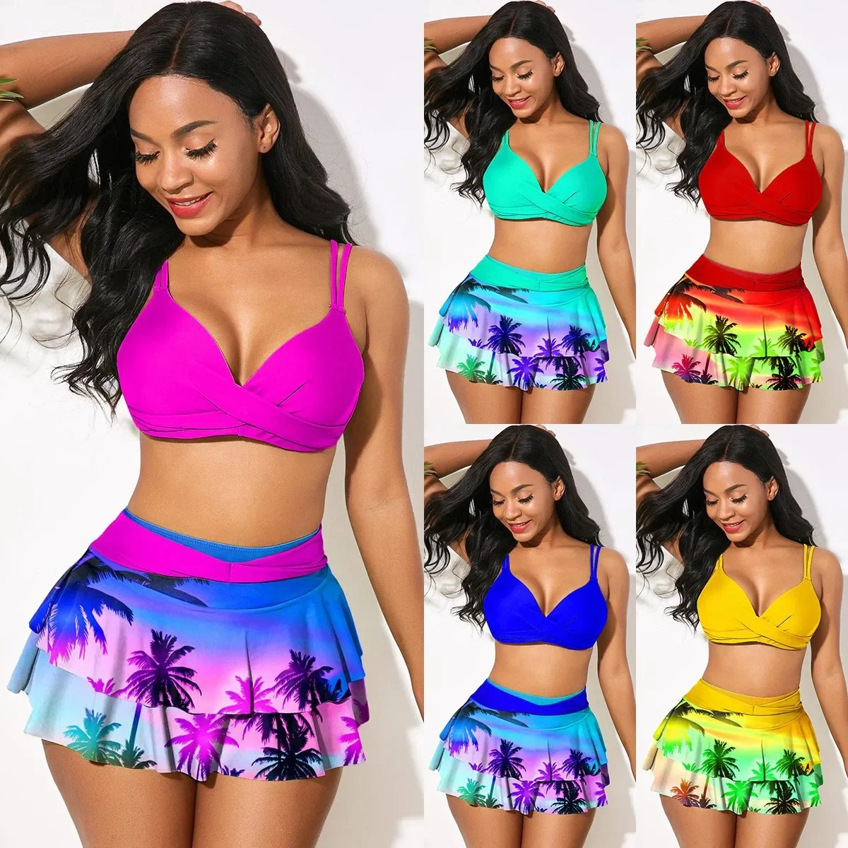 

2023 Bikini Summer Swimsuits Tankini Sets Female Swimwear Beach Wear Two-piece Bathing Suit Sports Pool Women Swimming Suit